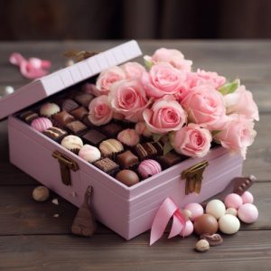 virágbox csokival roszaszin